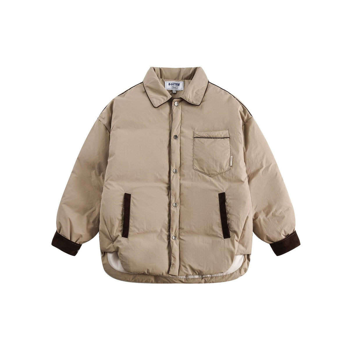 Unisex Short Cut Quilted Blouson Jacket with Shirt Collar and Cord Cuffs EVA-US