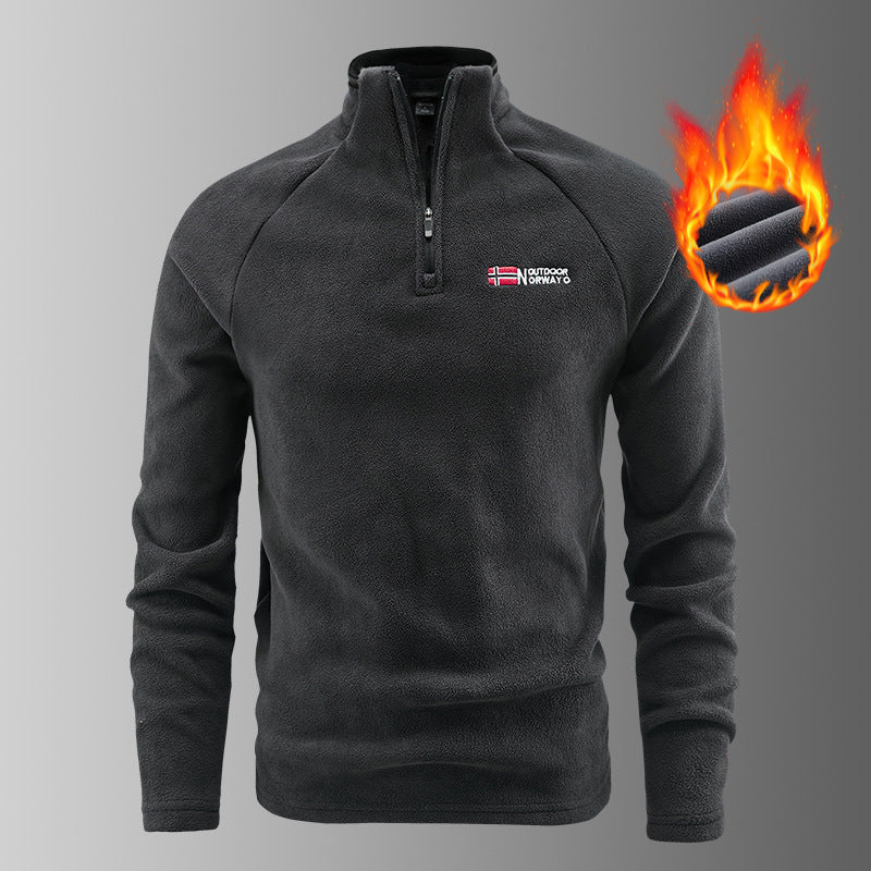Men's warming microfleece pullover with half zip, ergonomic raglan sleeves, and cozy inner structure EVA-US