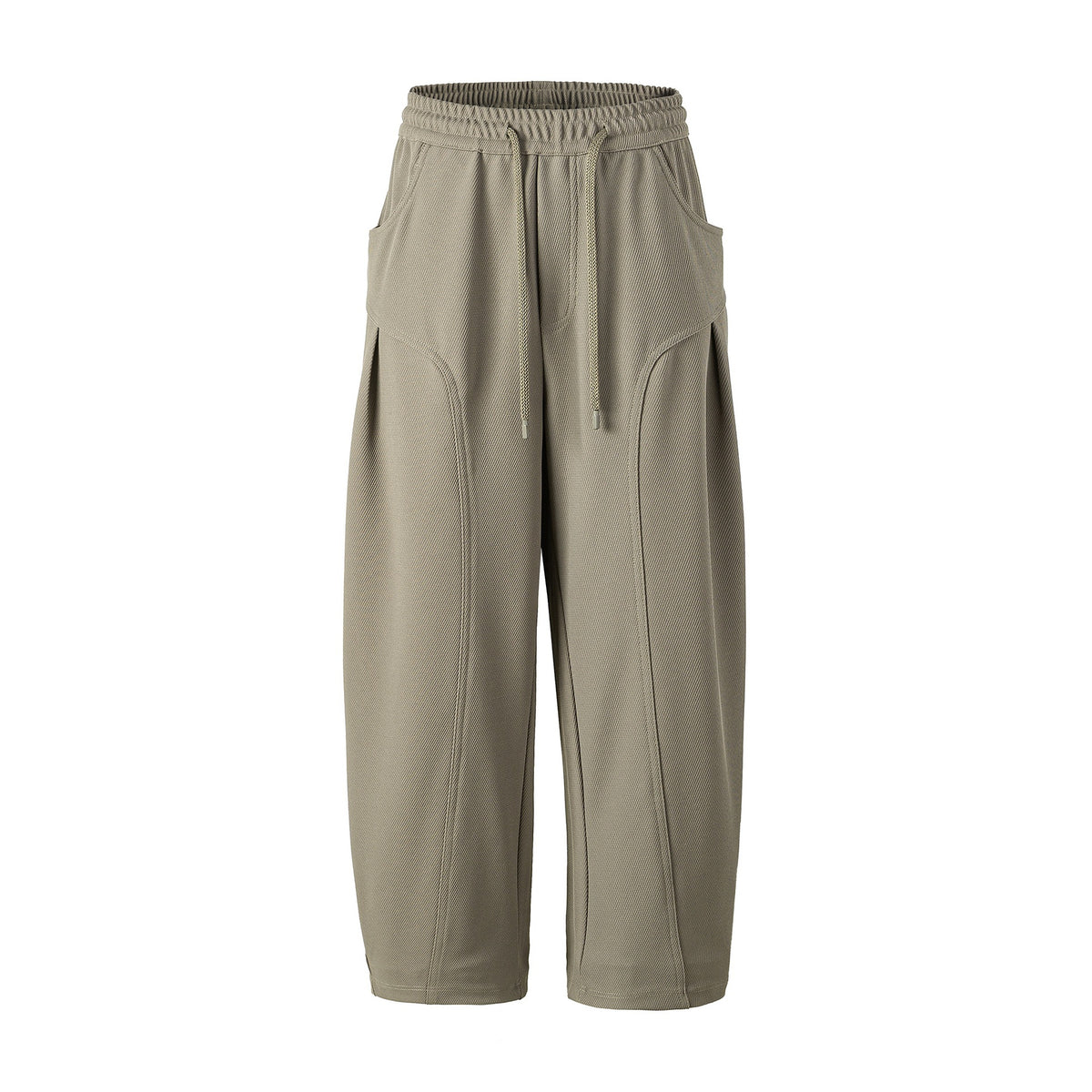 Women's Cropped Jogging Pants in Relaxed Fit with Drawstring and Decorative Seams EVA-US
