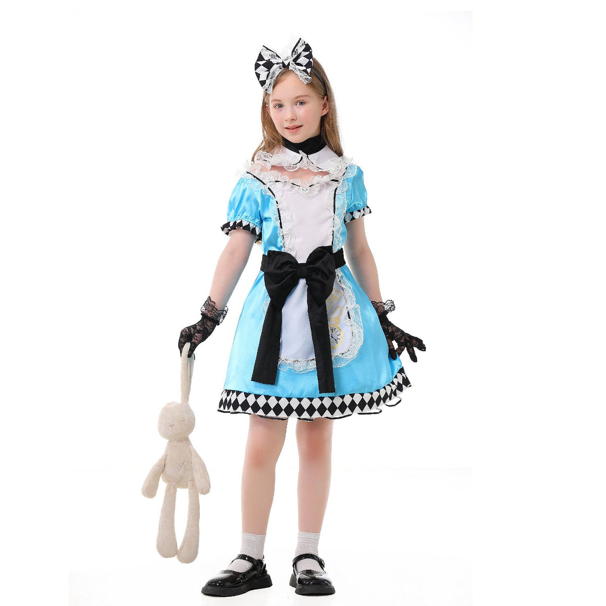 Girls costume in Victorian style with elaborate lace accents EVA-US