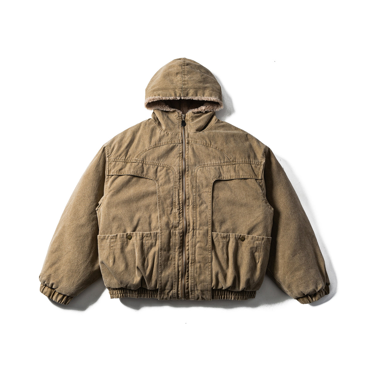 Men's Robust Hooded Field Jacket with Teddy Lining and Utility Pockets EVA-US