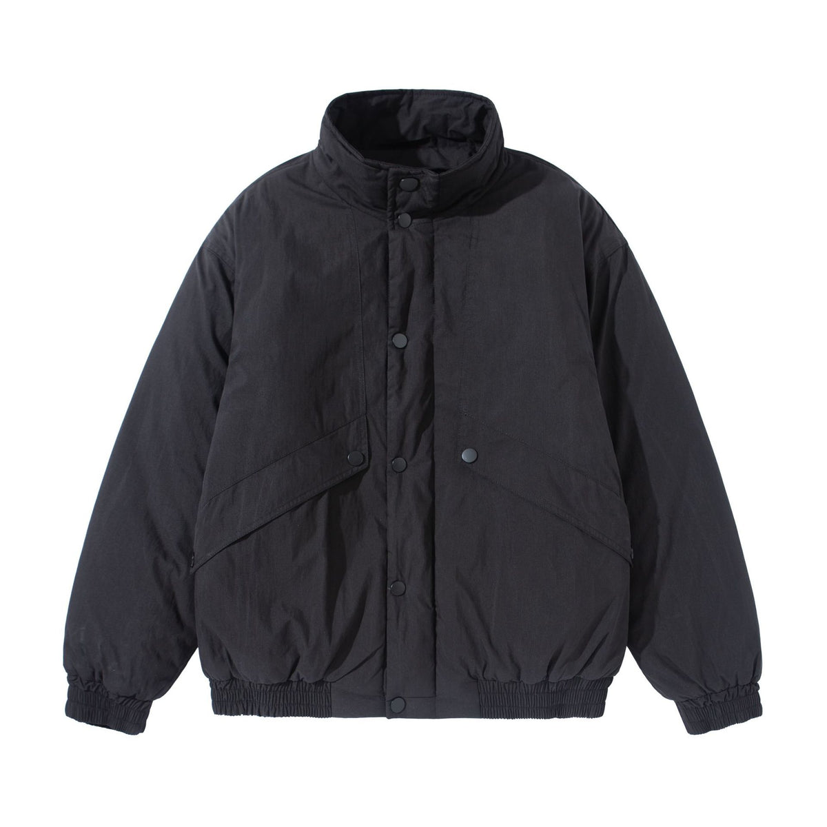 Unisex Short-cut quilted boxy blouson jacket with high stand-up collar and utility flap pockets EVA-US