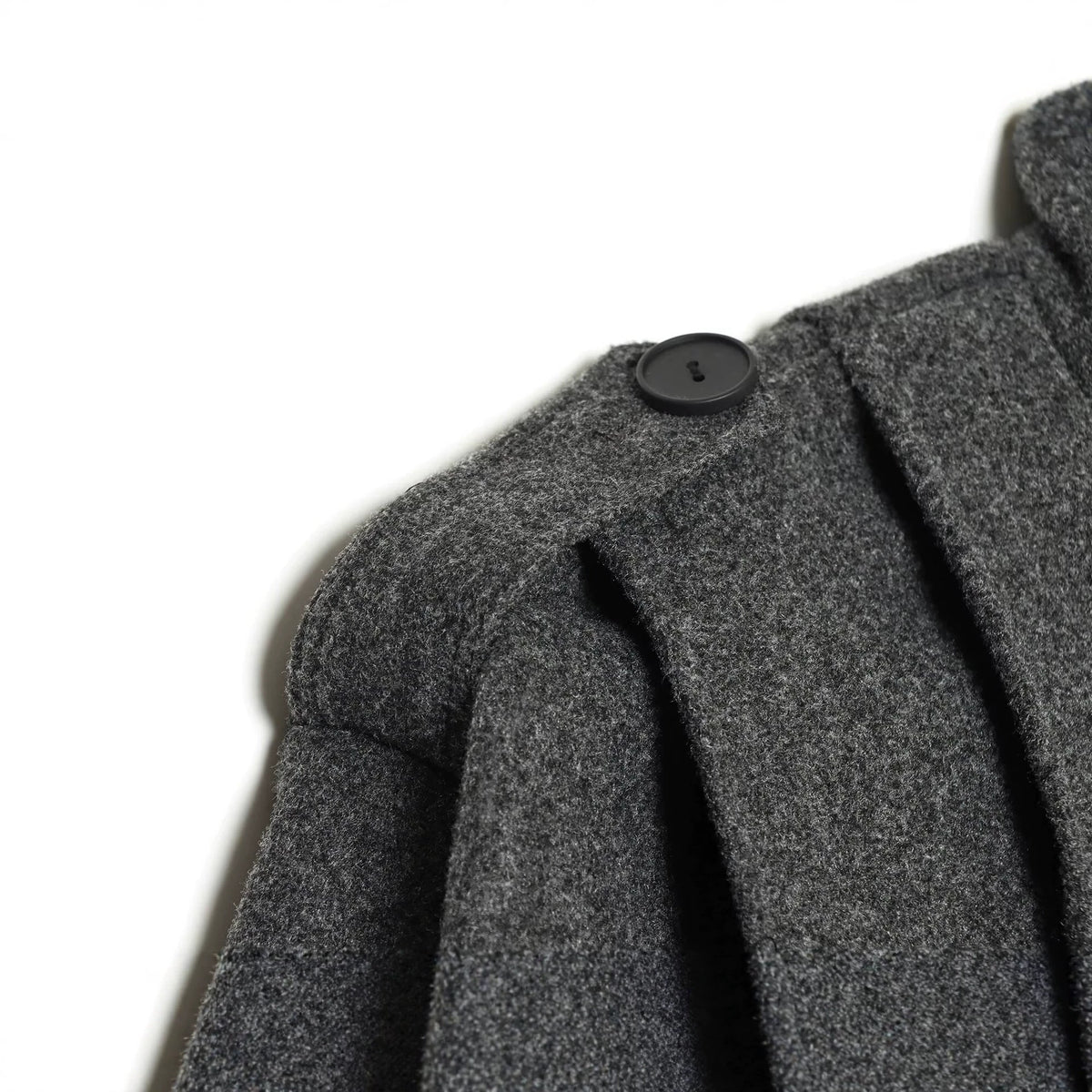 Women's Cropped Cape Jacket with High Stand Collar, Shoulder Straps and Continuous Button Placket EVA-US