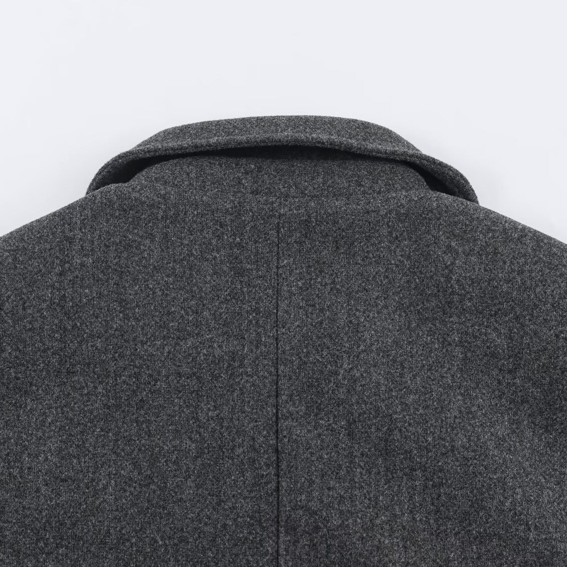 Women's short coat in double-breasted wool blend with high standing collar and waist belt EVA-US