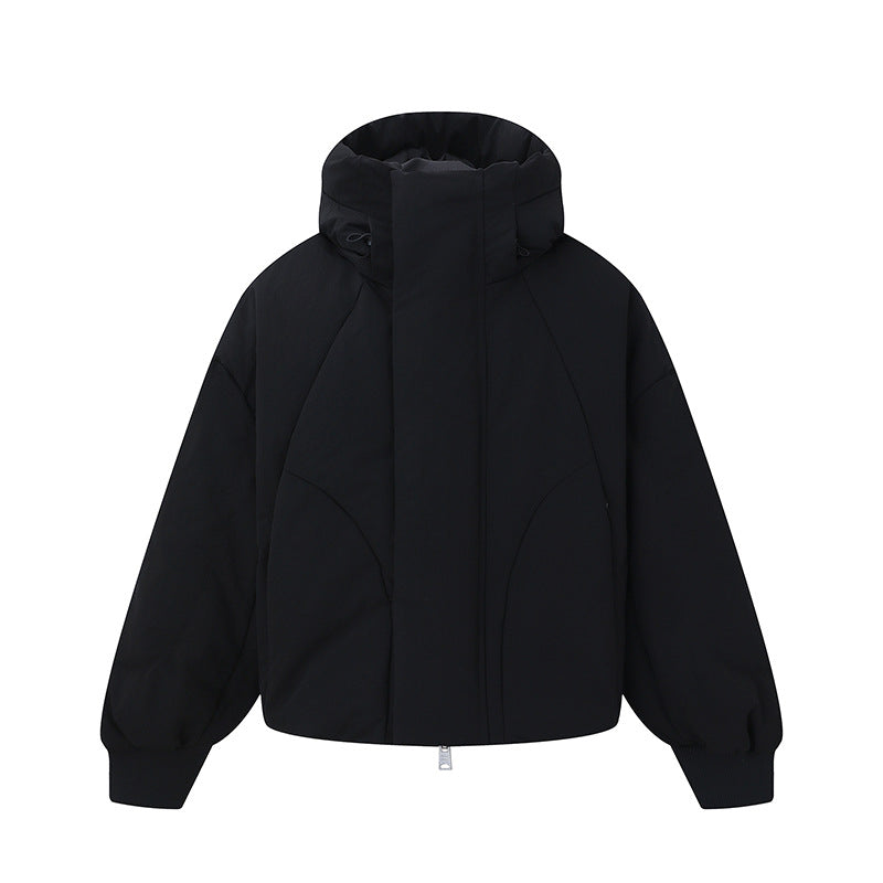 Women's short padded quilted jacket with high stand-up collar and balloon sleeves EVA-US