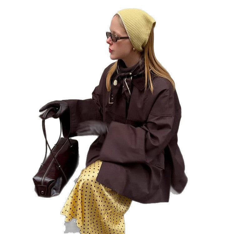 Women's Oversize Transition Jacket with Boxy Cut and Large Pockets EVA-US