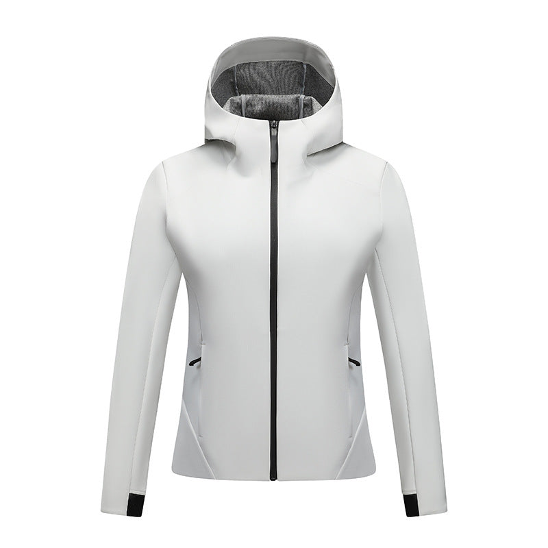 Women's softshell jacket with hood, tailored and windproof outdoor jacket EVA-US