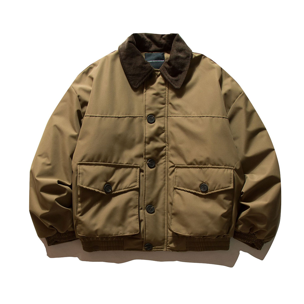 Men's short-cut thermal insulated field blouson with cord collar and spacious flap pockets EVA-US
