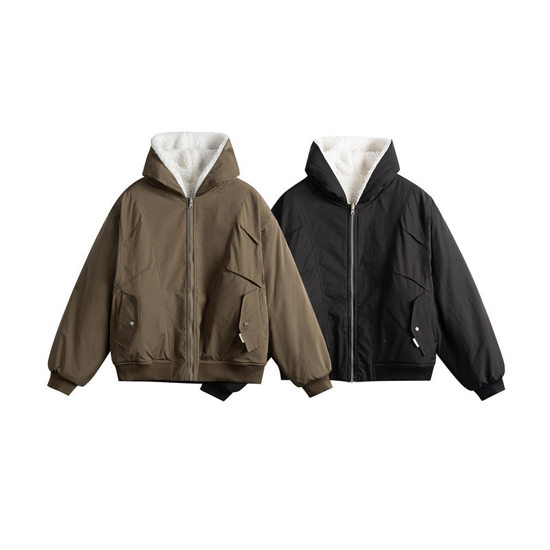 Unisex Oversize Utility Bomber with padded teddy lining and asymmetrical flap pockets EVA-US
