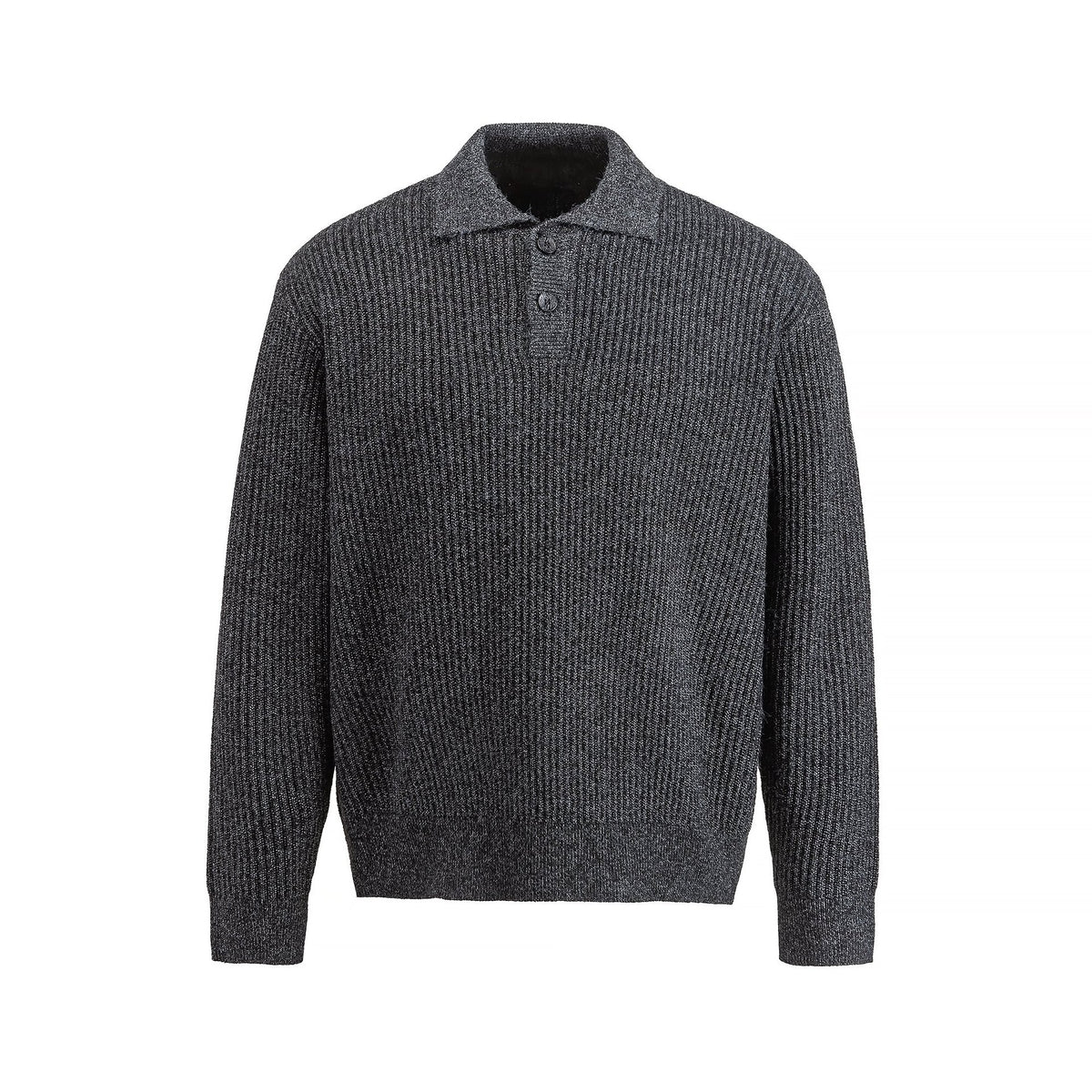 Men's knit sweater with polo collar and distinctive ribbed structure EVA-US