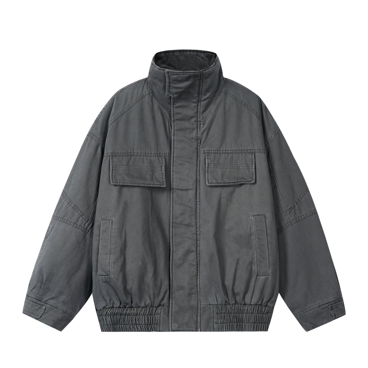 Unisex Boxy-Field jacket with high stand-up collar, flap pockets and elastic hem EVA-US