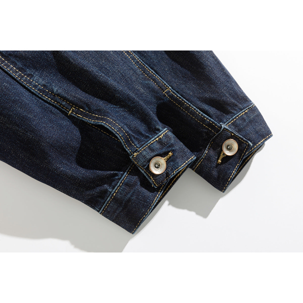 Unisex Wide-cut Denim Worker Blouson with Asymmetric Flap Pocket EVA-US