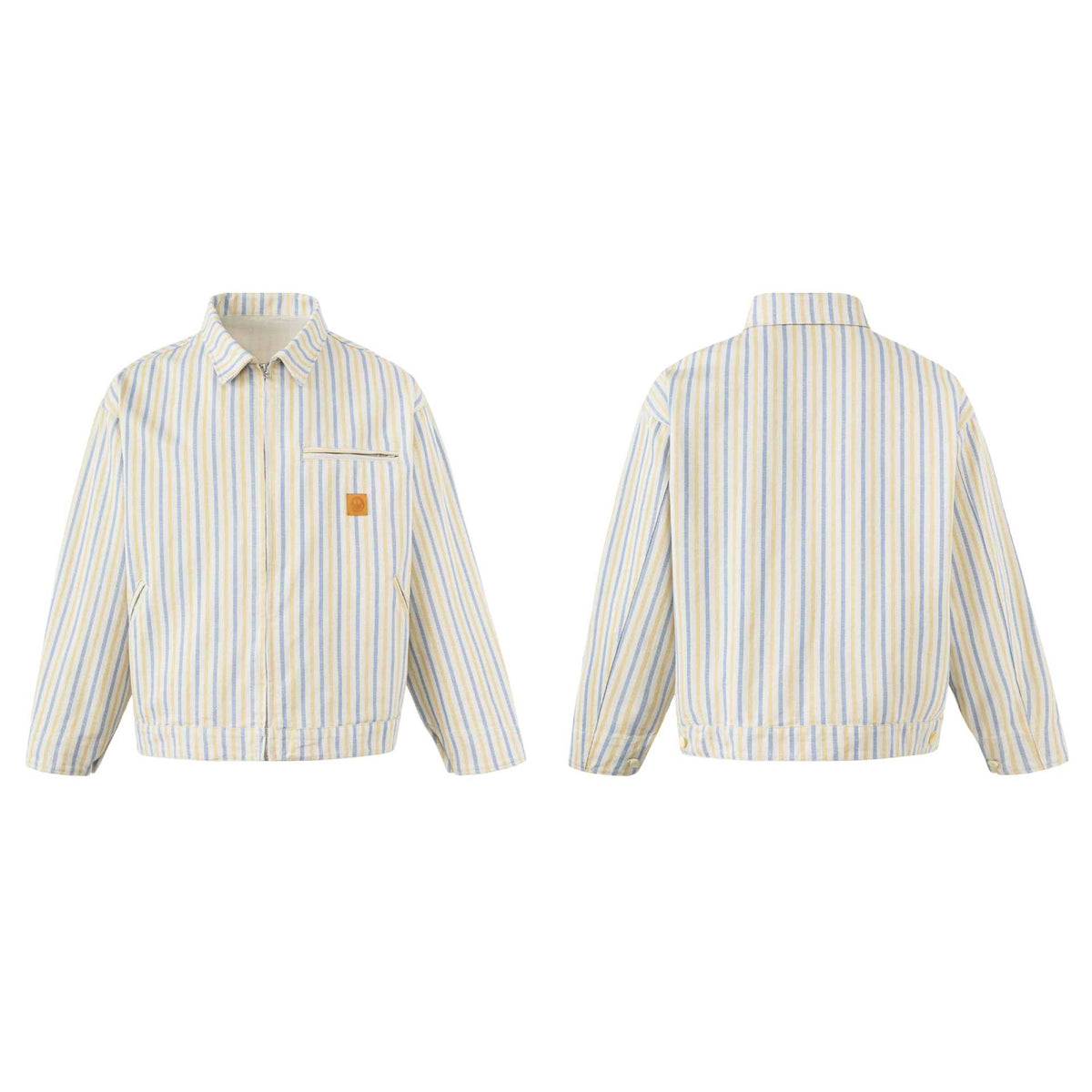 Unisex Striped lightweight Boxy transitional jacket with shirt collar and zipper EVA-US