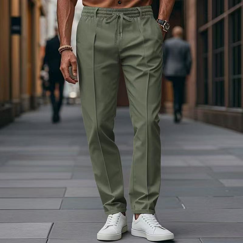 Men's elegant casual pants with elastic waistband and side pockets EVA-US