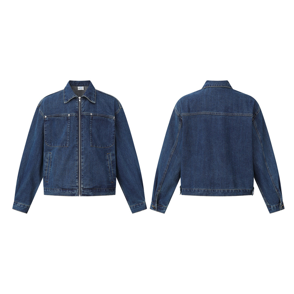 Unisex casually cut denim blouson jacket with full zip EVA-US