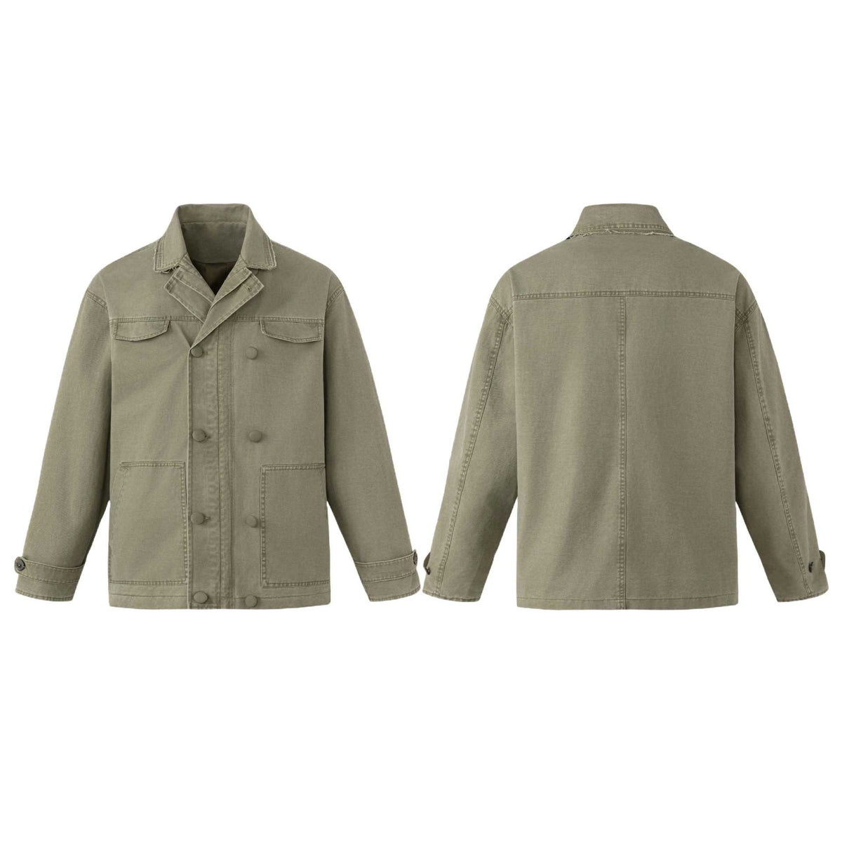 Unisex Robust Canvas Workwear Blouson with double button-free row, patch front pockets, and reinforced sleeves EVA-US