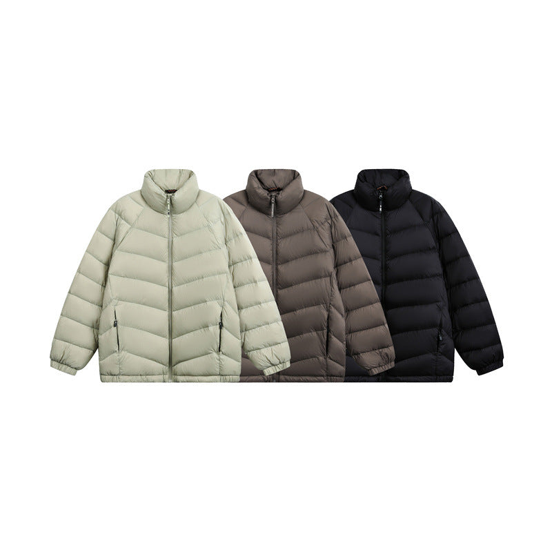 Unisex Short cut padded jacket in boxy fit with chevron quilting and high collar EVA-US