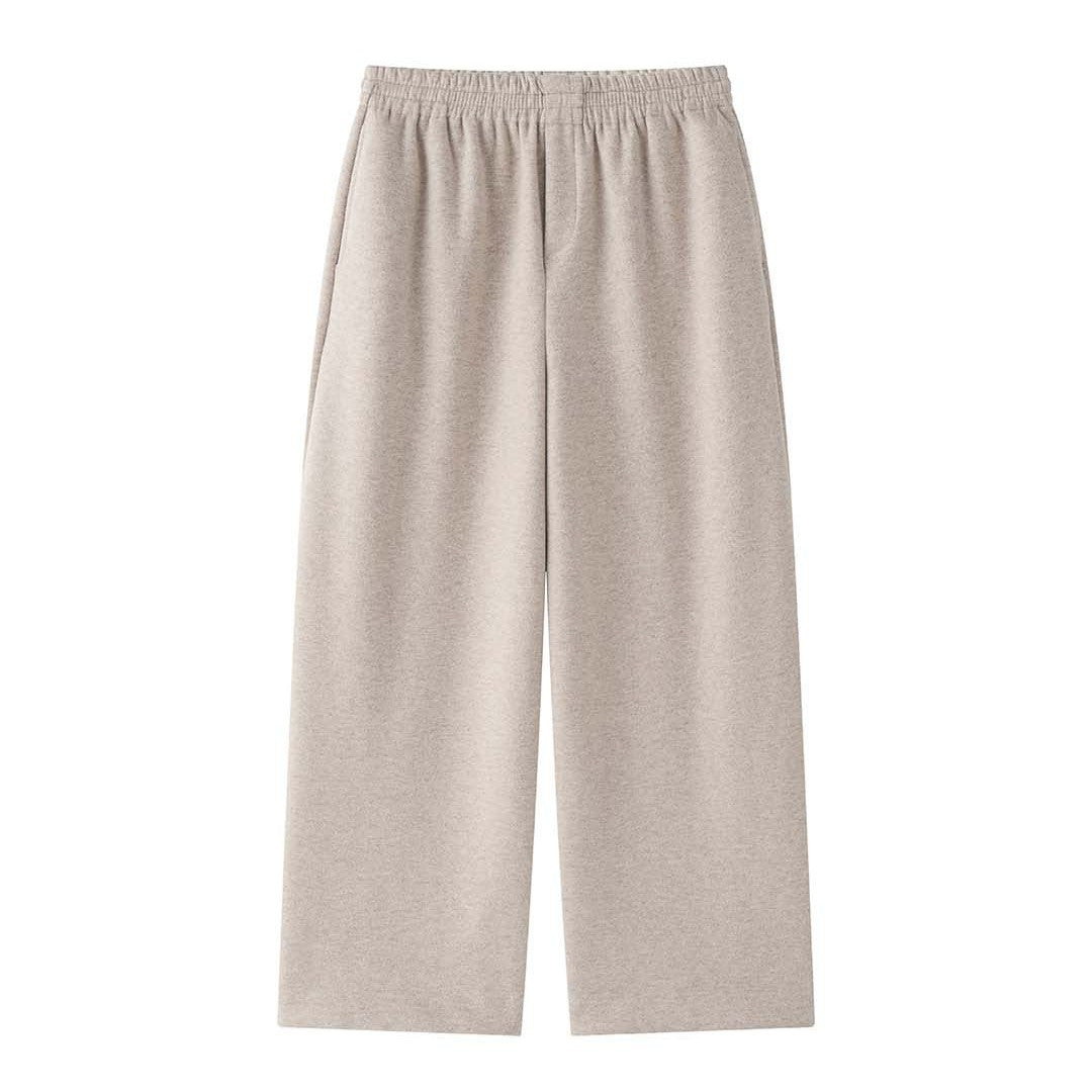 Women's Wide Wool Culotte with Rolled Contrast Hem and Elastic Waistband EVA-US