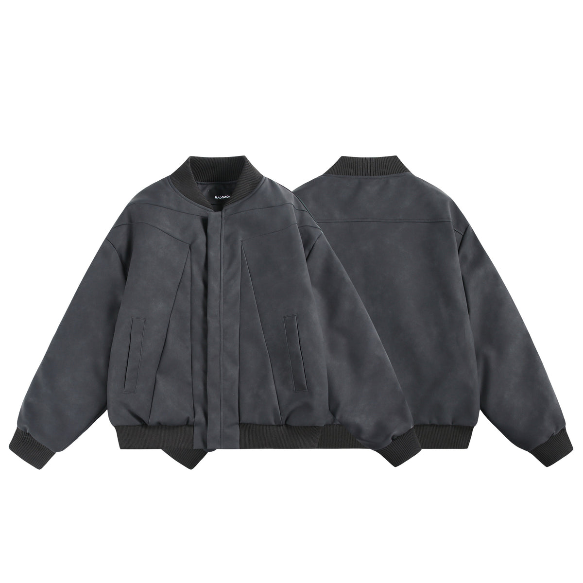 Unisex Oversize Bomber with minimalist front panel and structured seam design EVA-US