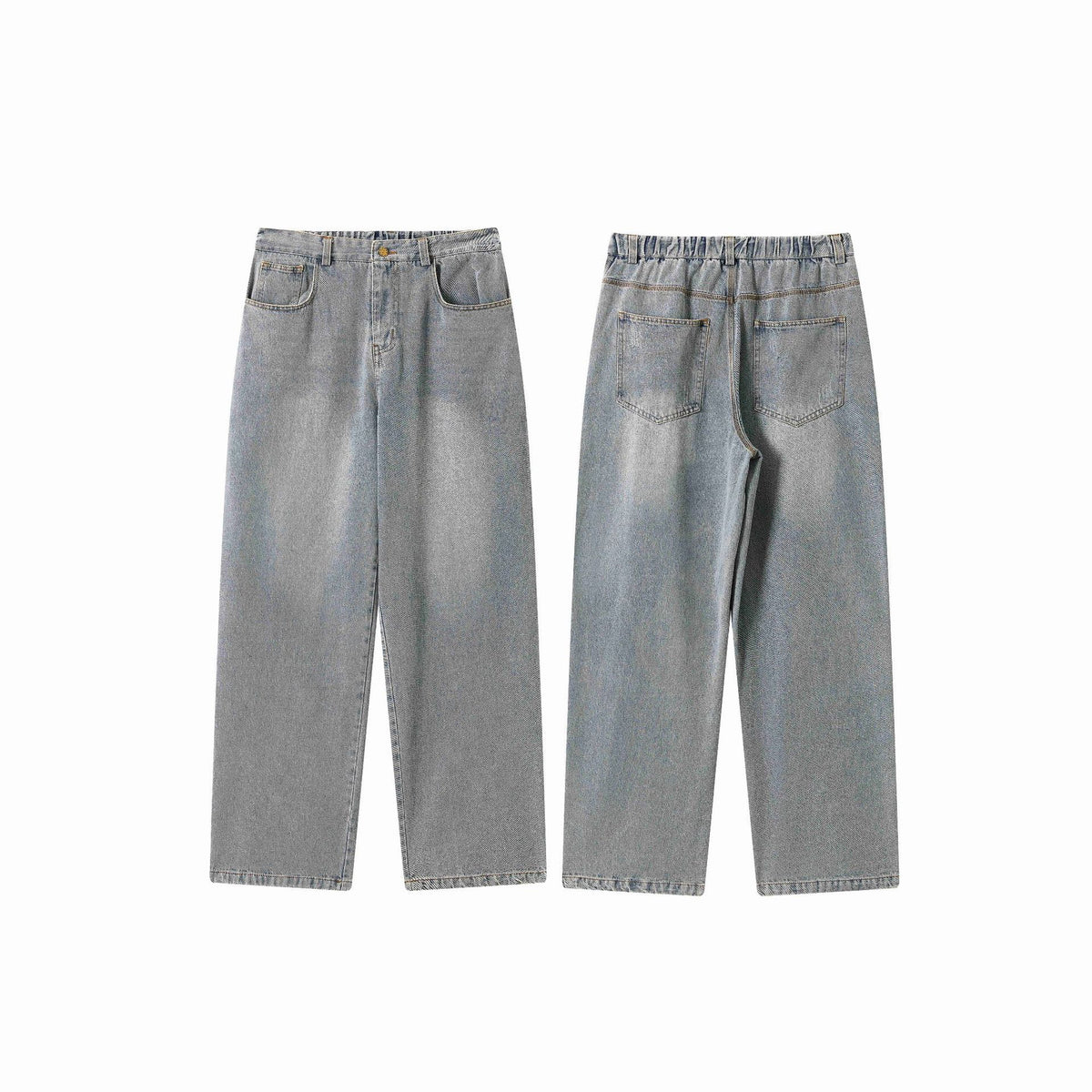 Women's jeans pants with wide leg, high waist and front center slit EVA-US