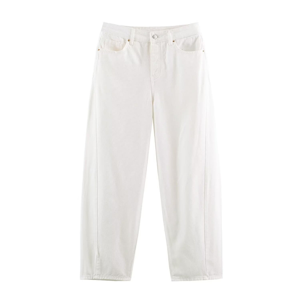 Women's high-waisted wide jeans with straight leg and cropped length EVA-US
