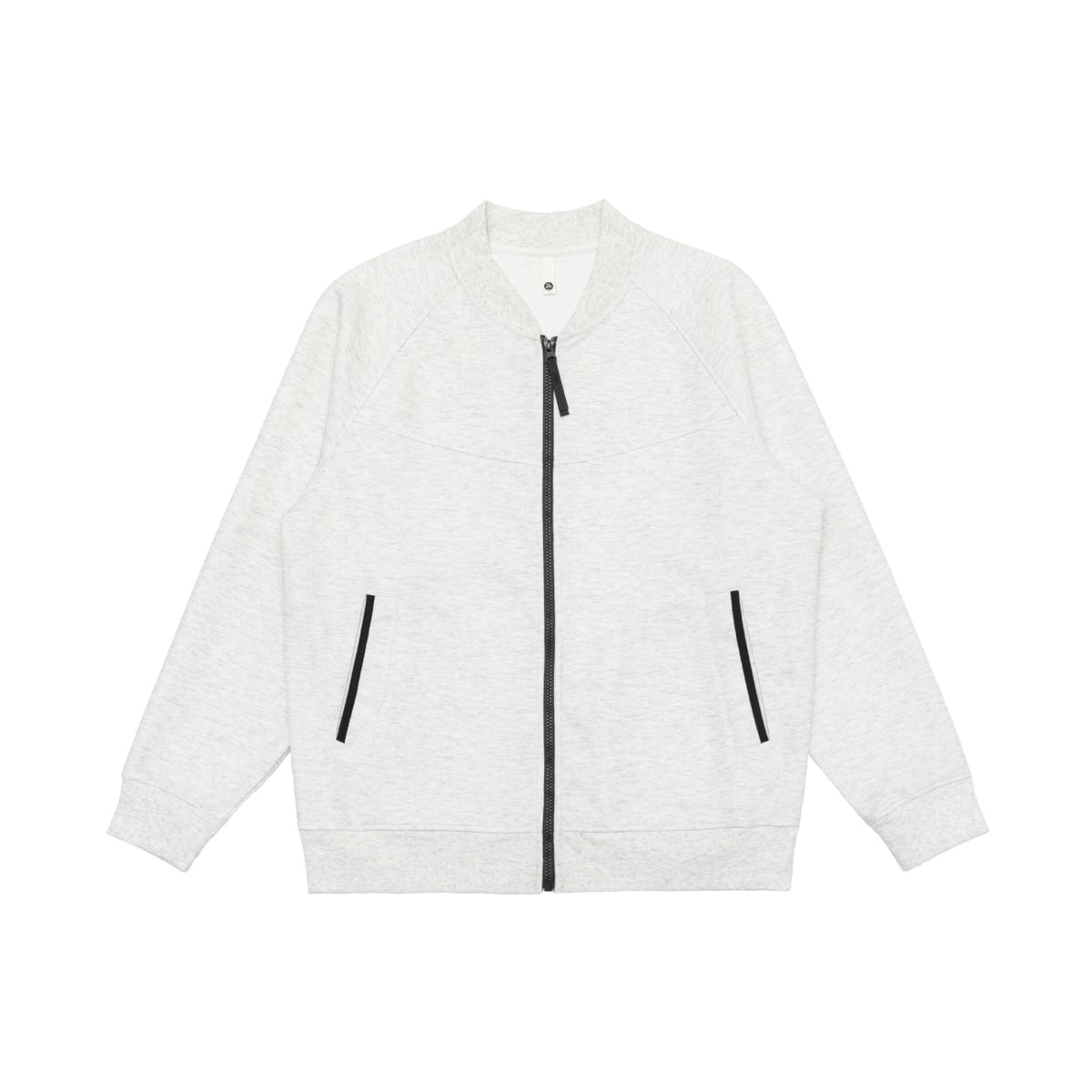 Unisex bomber-style sweat jacket with full zip, raglan sleeves, and contrast trim EVA-US