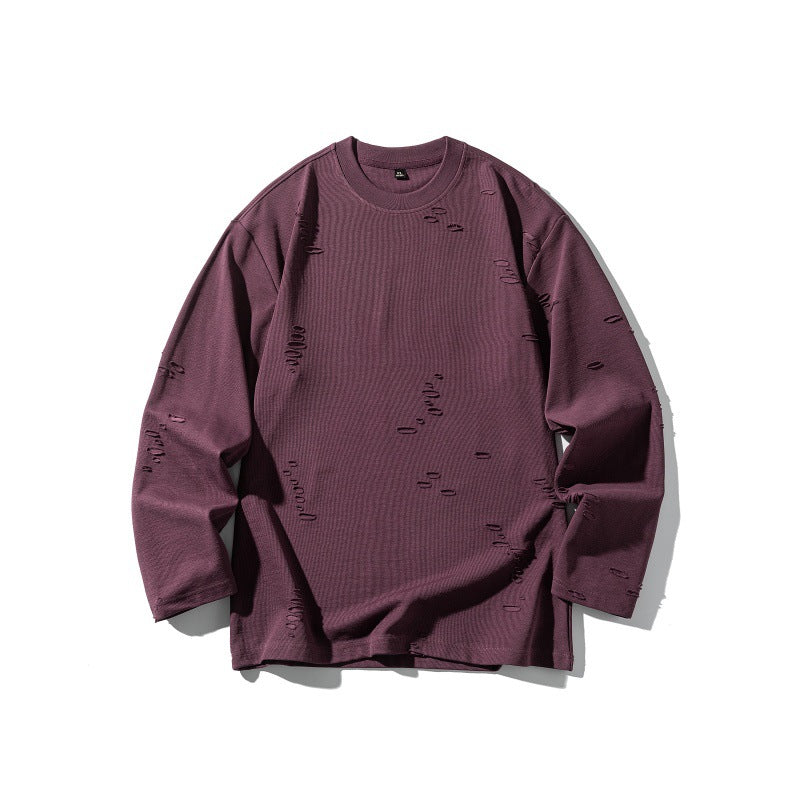 Unisex Oversized Sweatshirt made of heavy cotton blend with distressed effect and fine waffle texture EVA-US