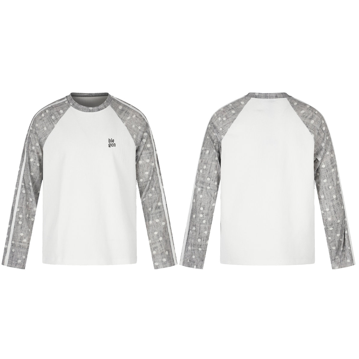 Unisex Waffle Structure Sweatshirt with Transparent Contrast Sleeves, Raglan and Side Stripes EVA-US