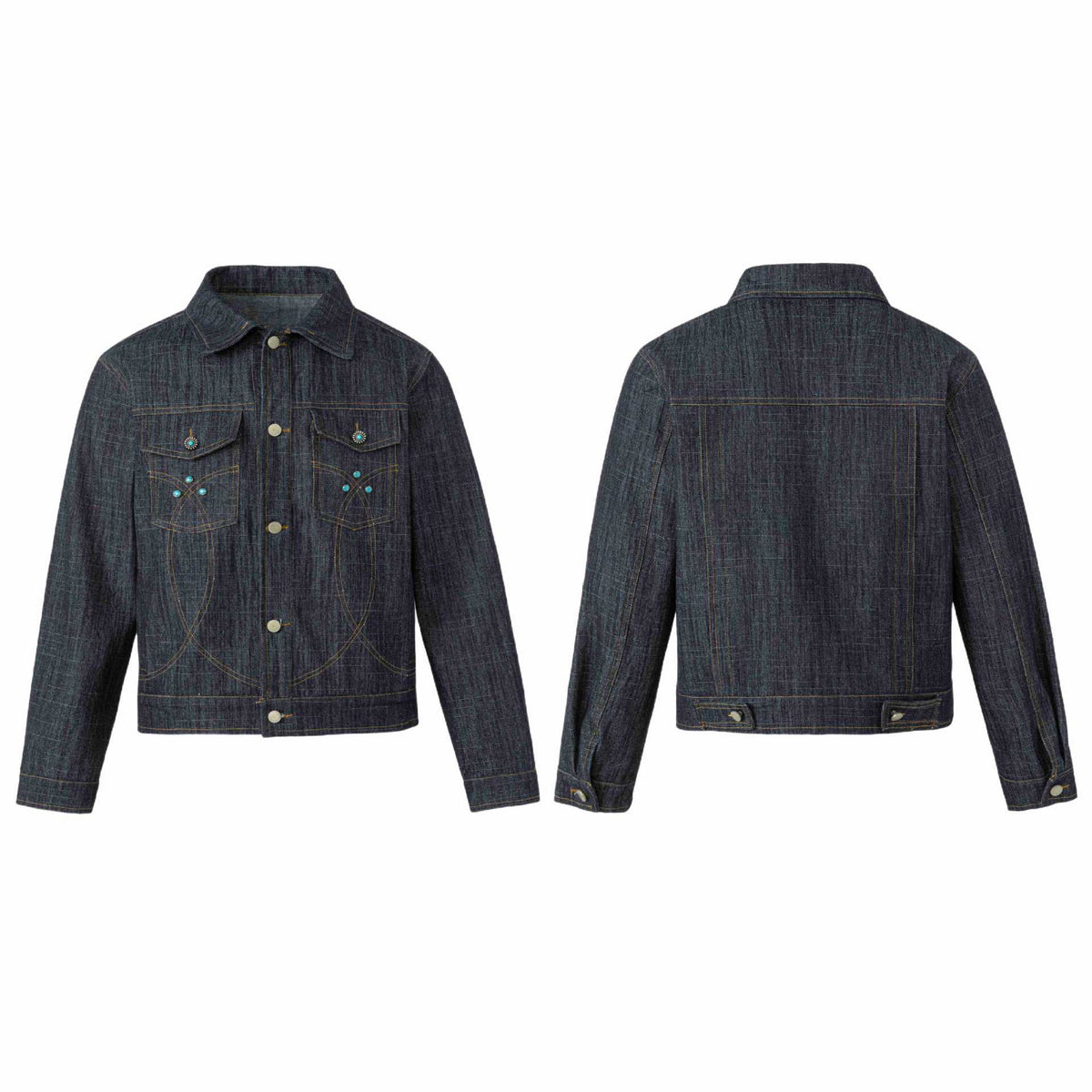 Women's denim jacket with decorative studs and precise decorative seams EVA-US