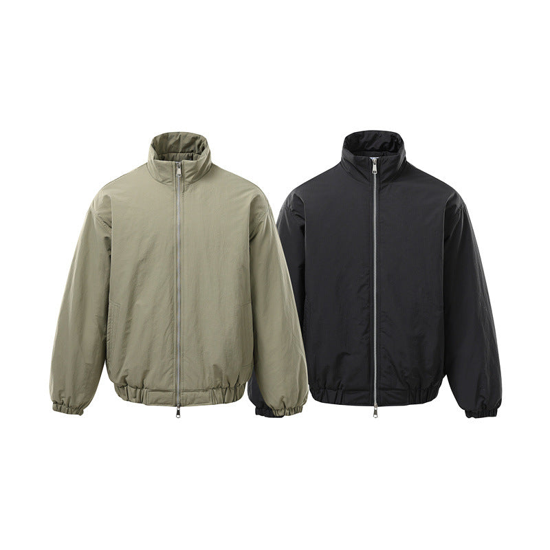Unisex Boxy Zip Blouson Jacket with windproof microfiber cover, high stand-up collar and two-way zipper EVA-US