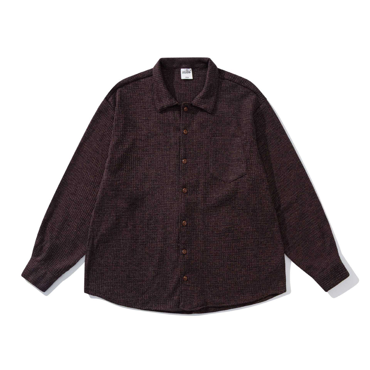 Unisex structured knit shirt jacket with kent collar and patch breast pocket EVA-US