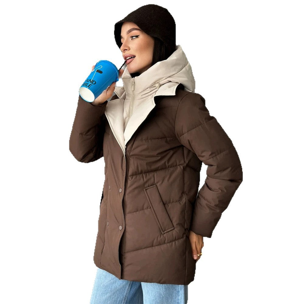 Women's padded double-breasted parka with removable quilted inner vest EVA-US