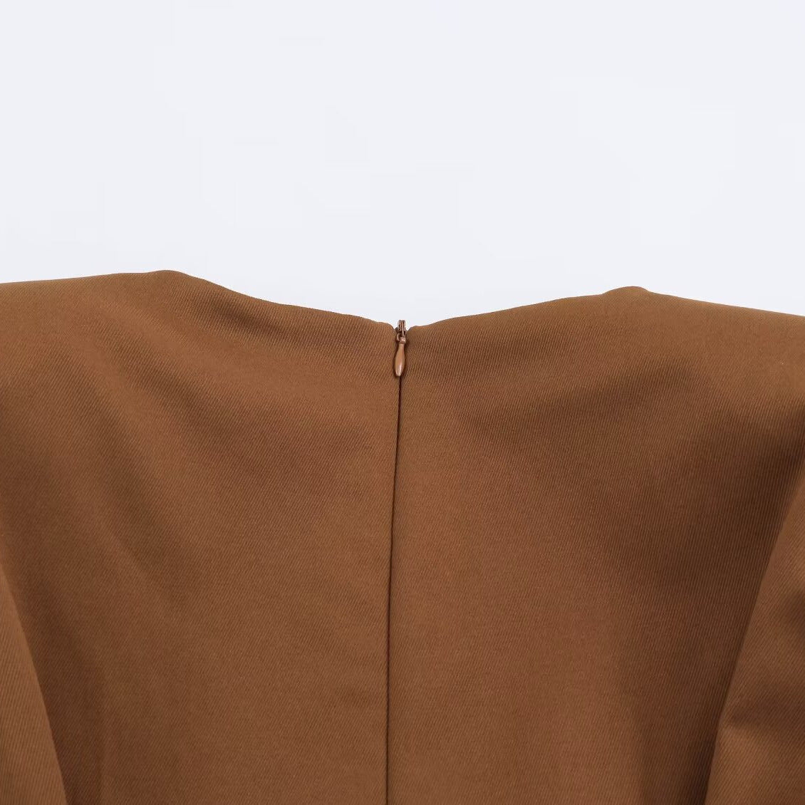Women A-Line Midi Dress with High-Low Hem, Gathered Waist and Long Sleeves EVA-US