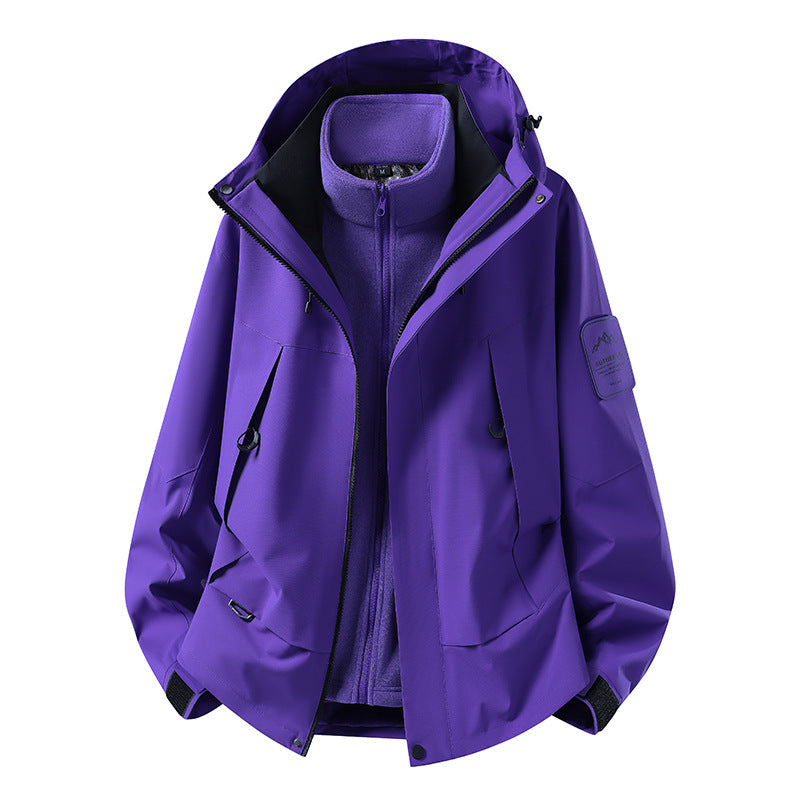 Unisex waterproof two-layer softshell rain jacket with removable fleece lining and hood EVA-US