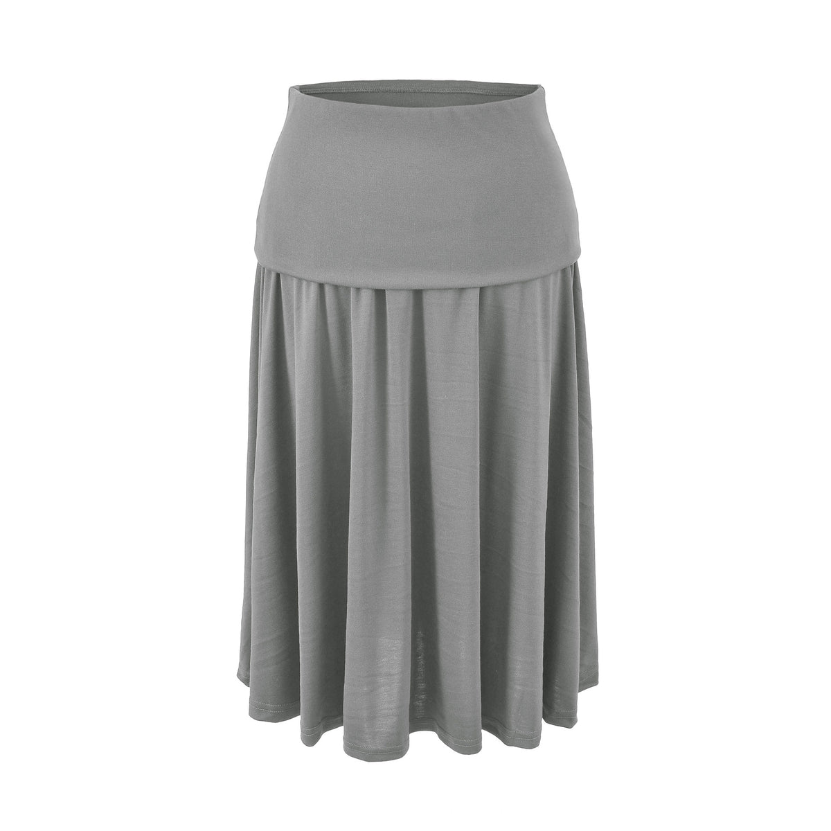 Women Long Jersey Maxi Skirt with Wide Hem and Gently Falling Pleats EVA-US