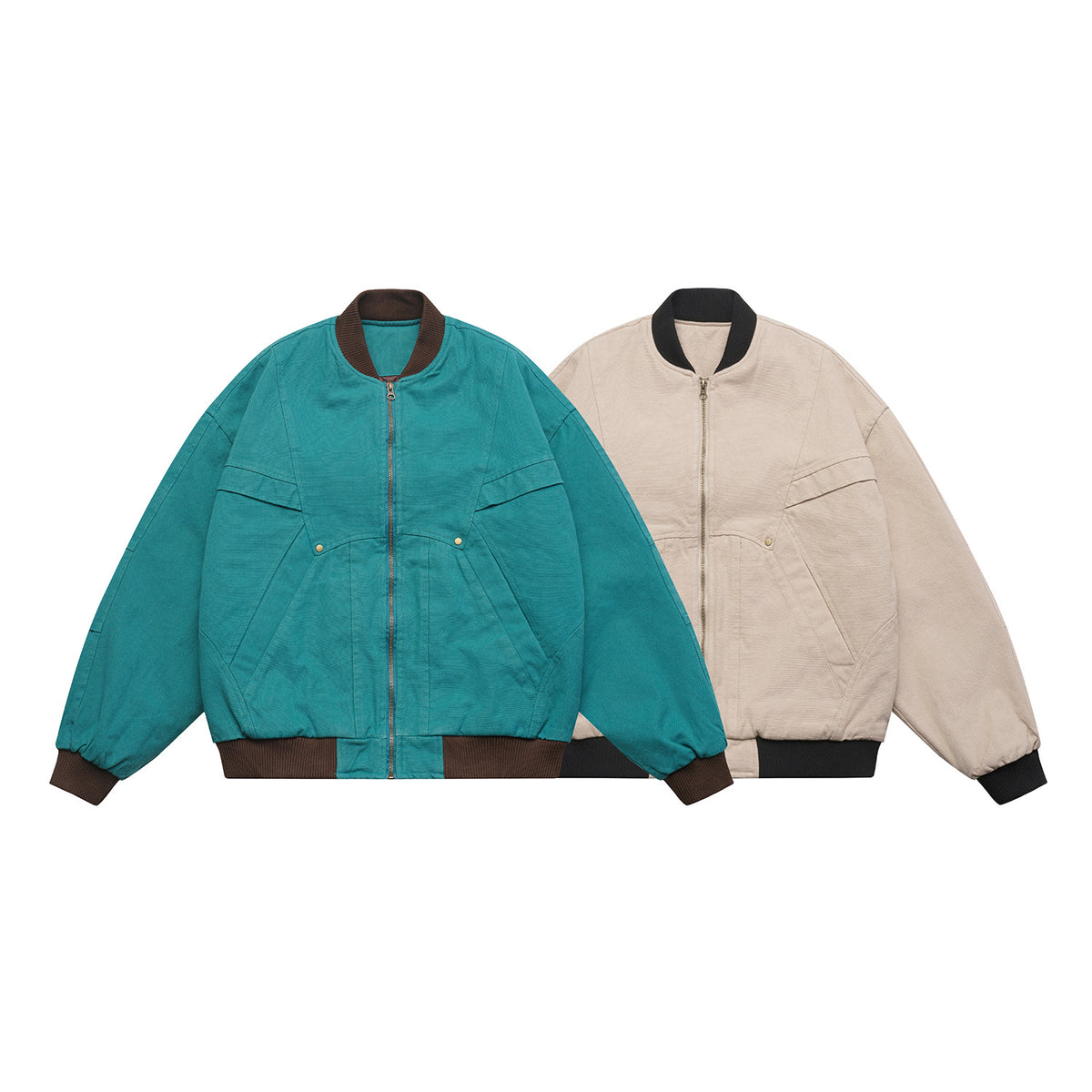 Unisex Lightly quilted oversized bomber jacket with ribbed collar and diagonally inserted pockets EVA-US