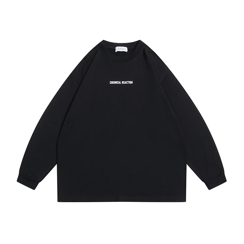 Unisex Oversized-Long Sleeve Shirt made of Cotton Blend with Small Chest Print and Ribbed Cuffs EVA-US