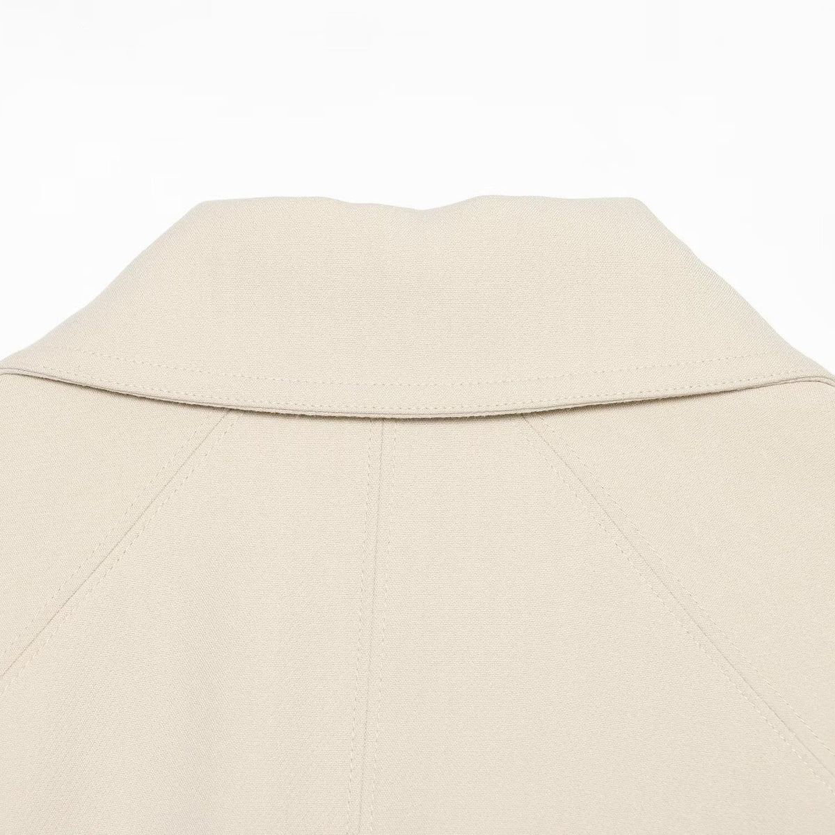 Women's cropped jacket in minimalist trench style with wide shirt collar and tie belt EVA-US