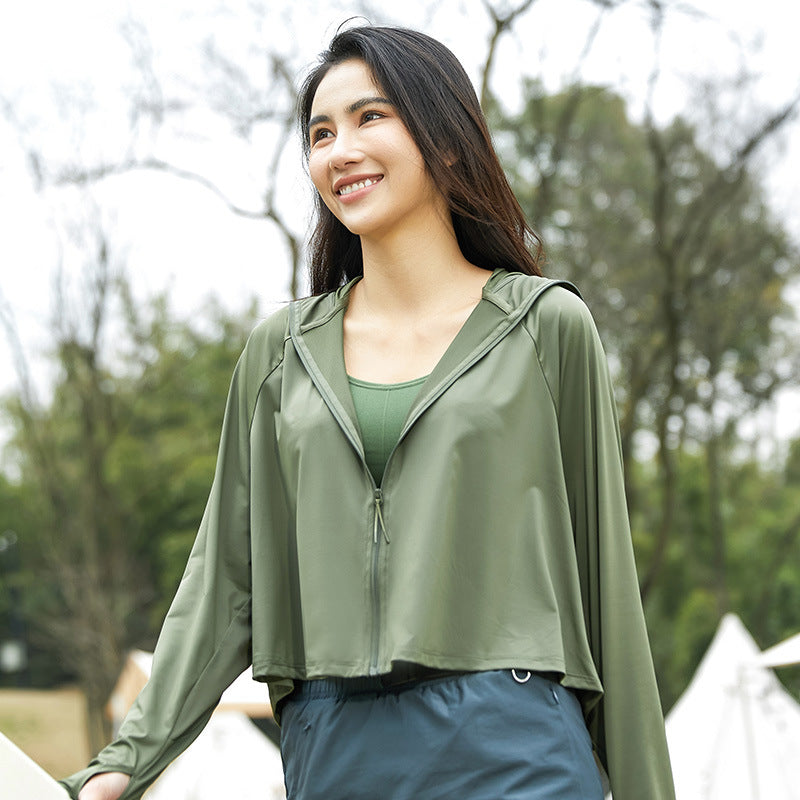 Women's Lightweight Hooded Jacket with UV Protection, Breathable Fabric and Shorter Hem EVA-US