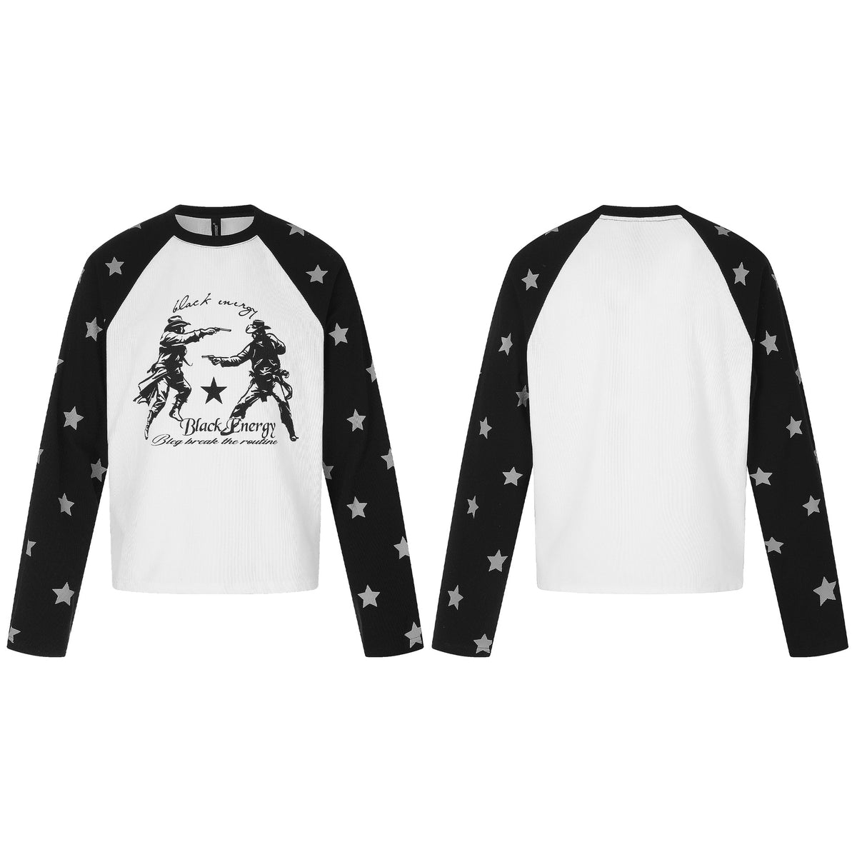 Unisex Raglan Sweatshirt with Star Sleeves and Vintage Cowboy Print EVA-US