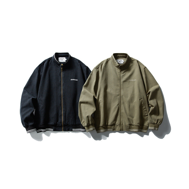 Unisex Kastig cut cotton canvas bomber jacket with stand-up collar and ribbed hem EVA-US