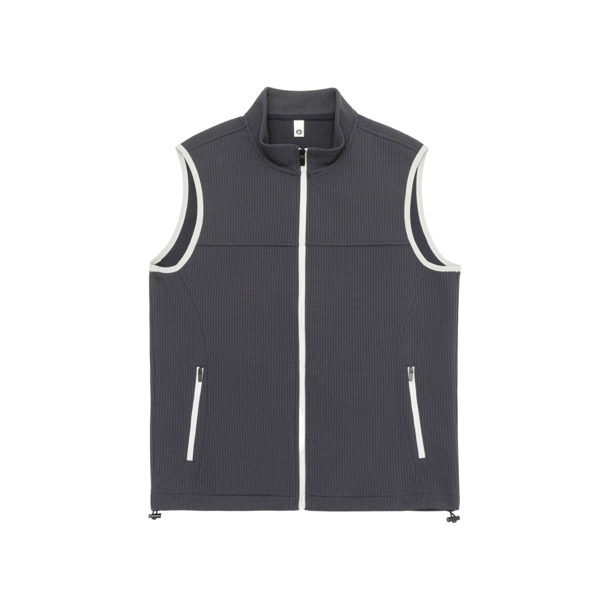 Unisex Waffle Structure Outdoor Vest with Standing Collar, Full-Length Zipper and Drawstring Hem EVA-US