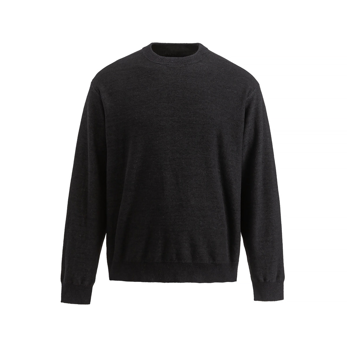Men's Fine Round Neck Sweatshirt made of Terry Fleece with Ribbed Hem