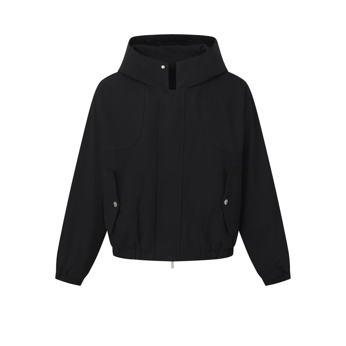 Women's short cut hooded jacket with drawstring hem and patch pockets EVA-US
