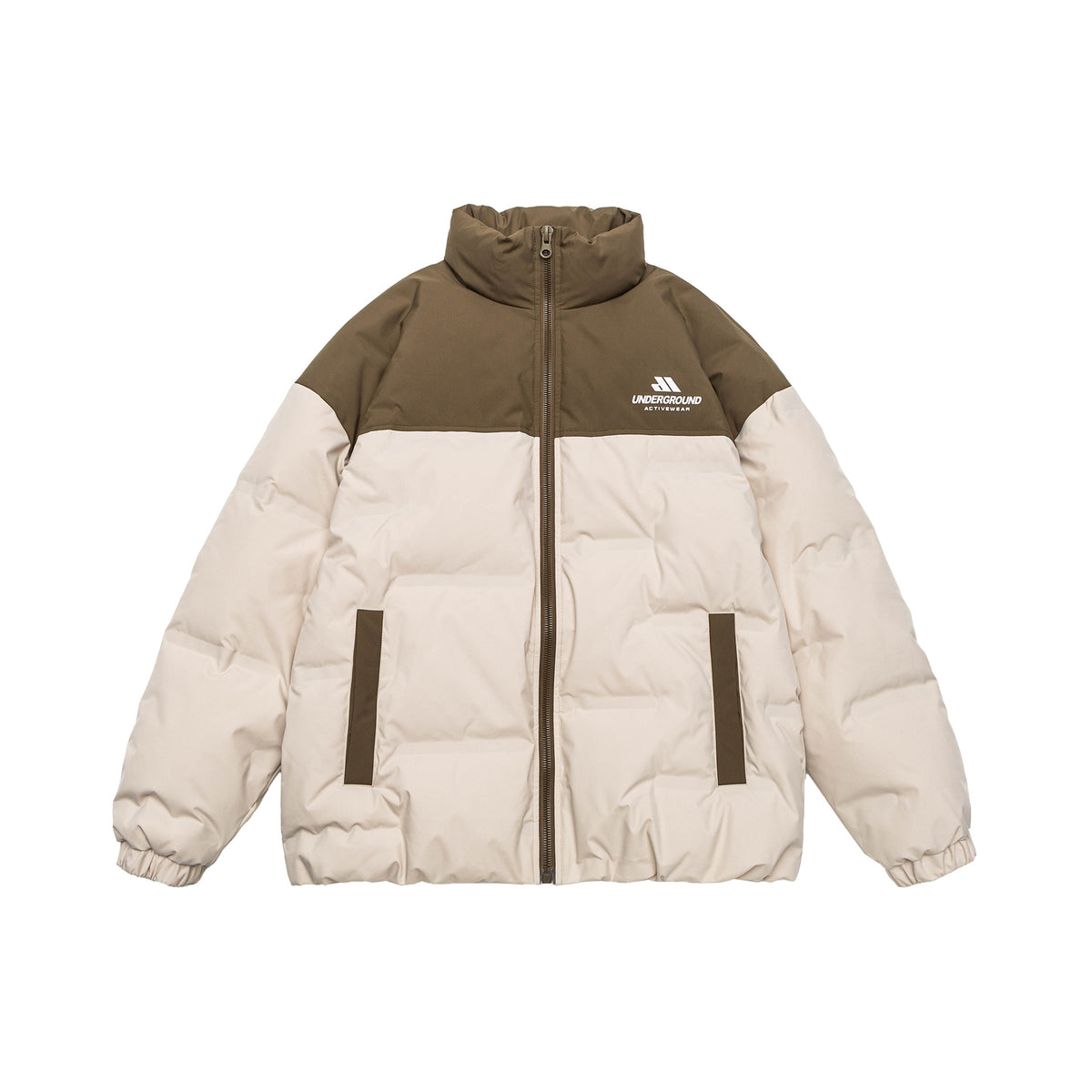 Unisex Padded Comfort Puffer Jacket with High Stand Collar and Brand Logo EVA-US