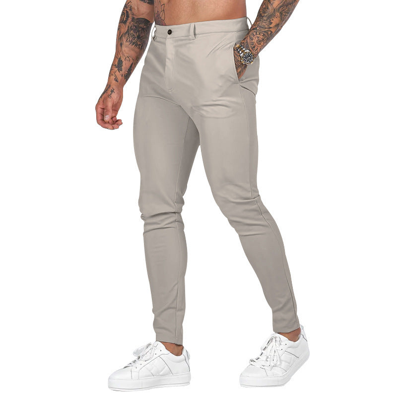 Men's Slim-Fit Chino Pants with Modern Design and Elastic Waist EVA-US