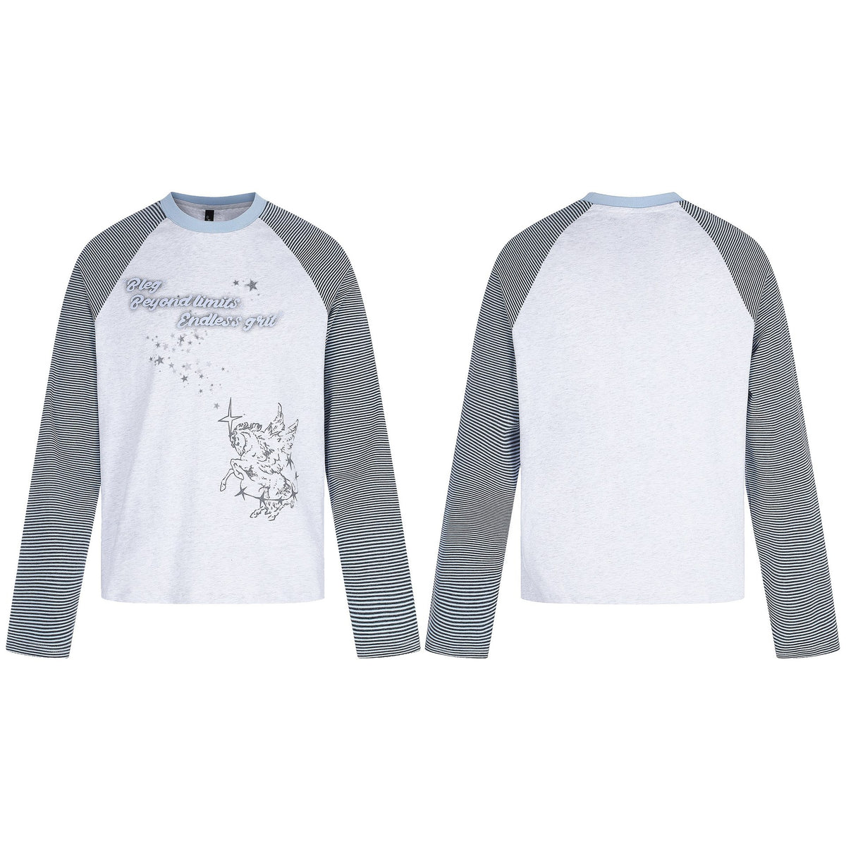 Women's Long Sleeve Shirt with Raglan Sleeves and Unicorn Print EVA-US