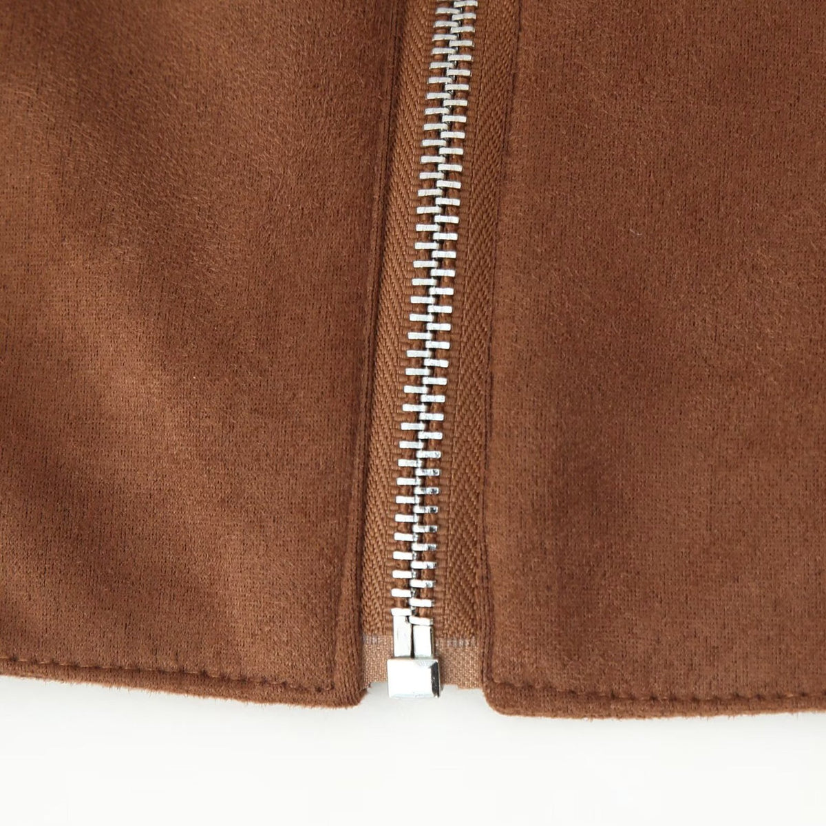 Women's Short Velour Look Jacket with Central Zip and Shirt Collar EVA-US