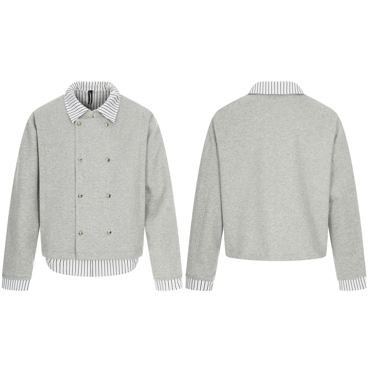 Men's short jacket with double-breasted button placket and shirt collar look EVA-US