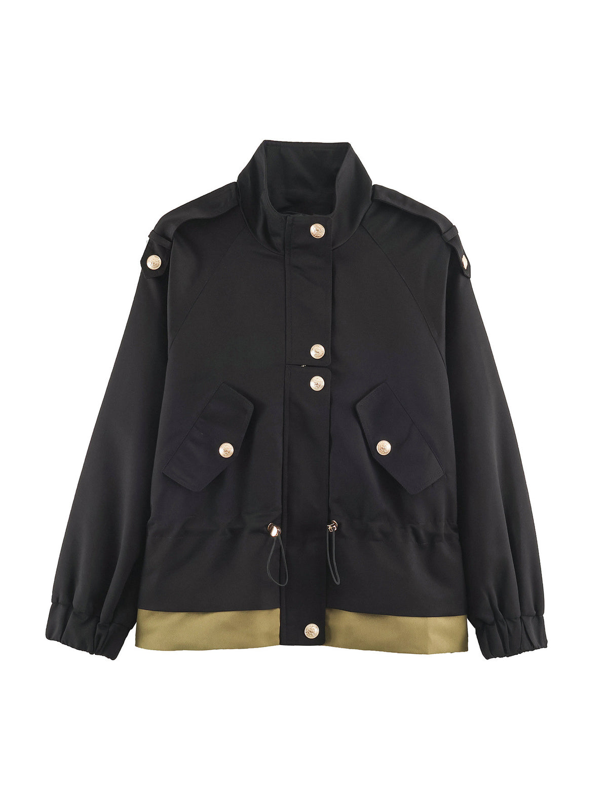 Women's short parka in field style with drawstring, flap pockets and stand-up collar EVA-US